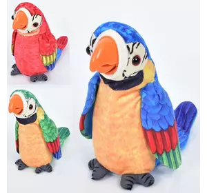 М'яка іграшка MP 2179-3 папуга, повторюшка, співає, махає крилами, 3 кольори, бат., кул., 30-18-10см