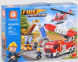 Конструктор FC 3107 E (18/2) “Пожежа на будівельному майданчику”, 640 деталей, помпове накачування води, в коробці
