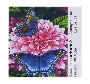 Картина за номерами HCEG 31875 (30) ""TK Group"", 30х40см, ""Блакитні метелики"", в коробці