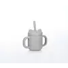 Силіконова чашка дитяча FreeOn з ручками і соломинкою, сірий