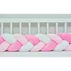Бортик в кроватку Хатка Косичка Розовый-Персиковый-Белый 240 см (на три стороны)