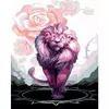 Набір для розпису по номерах Рожевий лев Strateg розміром 40х50 см (GS377)