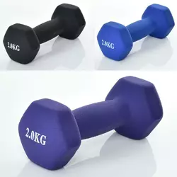 Гантель MS 0111-1 неопрен, 2кг, 3 кольори, кул., 17-7,5см. Гантель MS 0111-1 неопрен, 2кг, 3 кольори, кул., 17-7,5см.
