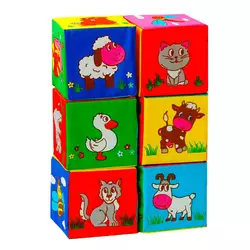 гр Набір MC 090601-10 кубиків ""Перші тварини"" (20) ""Масік"", 6 кубиків, в пакеті