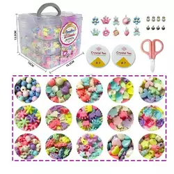 Набір бісеру N 114-1 (32/2), 2 лески, ножиці, кулони,15 видів бусин, в боксі Набір бісеру N 114-1 (32/2), 2 лески, ножиці, кулони,15 видів бусин, в боксі