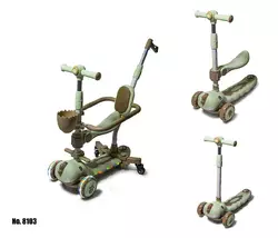Самокат 5 в 1 Dinosaur 8103 Оливковый с Бортиком, Подсветкой и Музыкой Самокат 5 в 1 Dinosaur 8103 Оливковый с Бортиком, Подсветкой и Музыкой