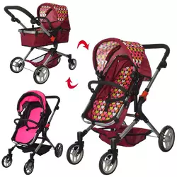 Візок 9633 для ляльки, трансформер, кошик, колеса 4 шт., 2 кольори, кор., 37-55-17 см. Візок 9633 для ляльки, трансформер, кошик, колеса 4 шт., 2 кольори, кор., 37-55-17 см.