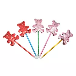 Ручка кулька з ведмедиком і паєтками синя 12шт/уп, ST01047 Ручка кулька з ведмедиком і паєтками синя 12шт/уп, ST01047