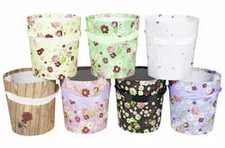 Кругла подарункова коробка 15х14,5х14 "Квіти" для квітів мікс забарвлень Кругла подарункова коробка 15х14,5х14 "Квіти" для квітів мікс забарвлень