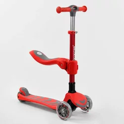 Самокат триколісний Т-06188 (4) Best Scooter, ЧЕРВОНИЙ, З СИДІННЯМ, складне алюмінієве кермо, 4 колеса PU зі світлом, d = 12 см Самокат триколісний Т-06188 (4) Best Scooter, ЧЕРВОНИЙ, З СИДІННЯМ, складне алюмінієве кермо, 4 колеса PU зі світлом, d = 12 см
