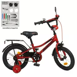 Велосипед дитячий PROF1 14д. Y14221 Prime, червоний, дзвінок, дод.колеса.