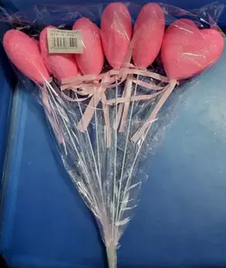 Сувенір у вигляді великого серця на паличці 7510 рожевий