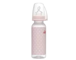 Пляшка 250 мл(дівчинка)+соска ортодонтична,антиколікова,силікон (від 0до6м.)M середній потік