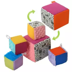 гр Набір м'яких кубиків дизайн 4 ""Звірятка"" 2050036113 (1) “Homefort” 5 кубиків, 1 великий 15х15см, 4 маленьких 10х10см, з петелькою, в ПВХ пакеті