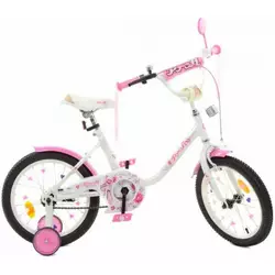 Велосипед дитячий PROF1 16д. Y1685 Ballerina, SKD45, дзвінок, ліхтар, додат. колеса, біло-рожевй.