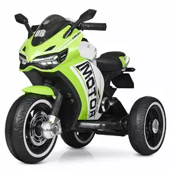 Мотоцикл M 4053L-5 2 мотори 25W, 2 акум. 6V5AH, MP3, USB, руч.газу, світ. колеса, шкіра, зелений.