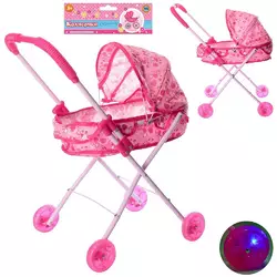 Візок M 0355 U/R для ляльки, мет., класичний, світяться колеса, кул., 27,5-60-12 см. Візок M 0355 U/R для ляльки, мет., класичний, світяться колеса, кул., 27,5-60-12 см.