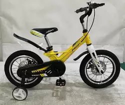 Велосипед дитячий PROF1 14д. LMG14238 Hunter,SKD 85, магн.рама, жовтий, муз., крила, дод.колеса.