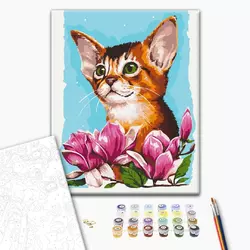 Картина за номерами: Котик в квітах © Anna Kulyk 40х50 Картина за номерами: Котик в квітах © Anna Kulyk 40х50