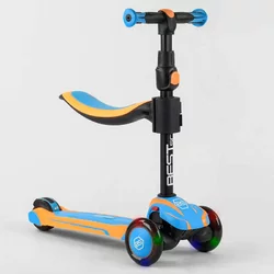 Самокат триколісний Best Scooter JS-30918  (4) з сидінням, алюмінієве кермо, 3 колеса PU зі світлом, d = 12 см Самокат триколісний Best Scooter JS-30918  (4) з сидінням, алюмінієве кермо, 3 колеса PU зі світлом, d = 12 см