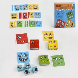 Дерев'яна гра С 49843 (60) ""Зміна облич"", 81 елемент, 16 кубиків, 64 картки, в коробці
