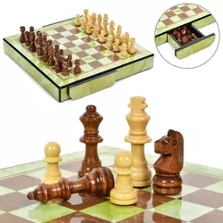 Шахи XQ12104 дерев'яні, висувні ящики 2 шт., кор., 32-30-5 см.