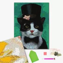 Алмазна мозаїка: Котик джентельмен ©Lucia Heffernan 40х50 Алмазна мозаїка: Котик джентельмен ©Lucia Heffernan 40х50