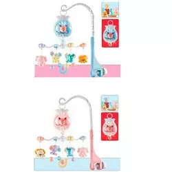 Карусель на кроватку N5033 підвіски 4шт., брязкальце, 2 кольори, муз., світло,  бат., кор.,38-30-7см Карусель на кроватку N5033 підвіски 4шт., брязкальце, 2 кольори, муз., світло,  бат., кор.,38-30-7см