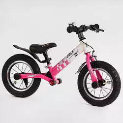 Велобіг Corso ""Skip Jack"" 25025 (1) Рожево-білий, надувні колеса 12"", сталева рама з амортизатором, ручне гальмо, підніжка, в коробці