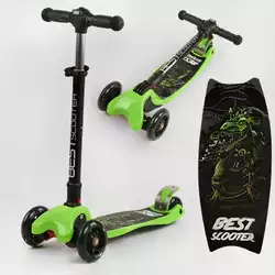Самокат триколісний L-6503 Best Scooter (1) MAXI, складне кермо З ФАРОЙ, 4 колеса PU зі світлом, d=12 см, в коробці Самокат триколісний L-6503 Best Scooter (1) MAXI, складне кермо З ФАРОЙ, 4 колеса PU зі світлом, d=12 см, в коробці