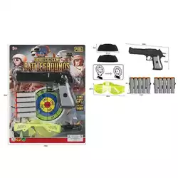 Пістолет 002 A1/A2 (192/2) 2 види, м’які патрони на присосці, окуляри, мішень, на листі Пістолет 002 A1/A2 (192/2) 2 види, м’які патрони на присосці, окуляри, мішень, на листі