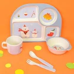 Посуд дитячий бамбук "Ведмедик" 5пр/наб (2тарілки, виделка, ложка, чашка) MH-2773-15 Посуд дитячий бамбук "Ведмедик" 5пр/наб (2тарілки, виделка, ложка, чашка) MH-2773-15