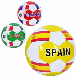 М'яч футбольний EN 3332 розмір 5, ПВХ, 1,8мм, 340-360г, 3 види (країни), кул.