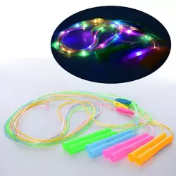 Скакалка MS 3311 мотузка-кабель, ручка пластик, світло, бат.(таб.), 4 кольори, 220 см.