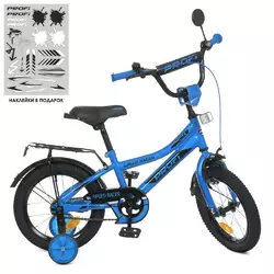 Велосипед дитячий PROF1 14д. Y14313 Speed racer, SKD45, синій, дзвінок, дод.колеса.