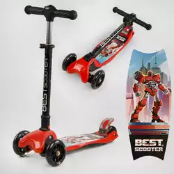 Самокат триколісний L-9658 Best Scooter (1) MAXI, складне кермо З ФАРОЙ, 4 колеса PU зі світлом, d=12 см, в коробці Самокат триколісний L-9658 Best Scooter (1) MAXI, складне кермо З ФАРОЙ, 4 колеса PU зі світлом, d=12 см, в коробці