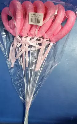 Сувенір у вигляді контура серця на паличці 7509 рожевий