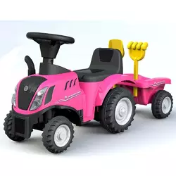 Каталка-толокар 658T-8 трактор з причепом, муз., світло, бат., кор., рожевий.