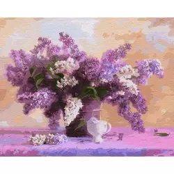 Набір для розпису по номерах. "Яскравий букет бузку" 40*50см Набір для розпису по номерах. "Яскравий букет бузку" 40*50см