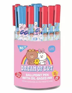Ручка кулькова YES "Line Friends: Rainbow Dream" 0,7 мм синя Ручка кулькова YES "Line Friends: Rainbow Dream" 0,7 мм синя
