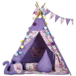 Вигвам Хатка комплект Фиолетовые совы с подушкой - Малыш