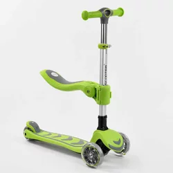 Самокат триколісний Т-07196 (4) Best Scooter, САЛАТОВИЙ, З СИДІННЯМ, складне алюмінієве кермо, 4 колеса PU зі світлом, d = 12 см Самокат триколісний Т-07196 (4) Best Scooter, САЛАТОВИЙ, З СИДІННЯМ, складне алюмінієве кермо, 4 колеса PU зі світлом, d = 12 см