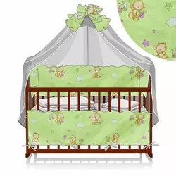 гр Постільний комплект 7 предметів ""Ведмедики, зірки, місяць"" 0503 - колір салатовий гр Постільний комплект 7 предметів ""Ведмедики, зірки, місяць"" 0503 - колір салатовий