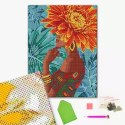 Алмазна мозаїка: Дівчина - тропічна квітка 40х50