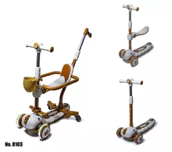 Самокат 5 в 1 Dinosaur 8103 Белый с Бортиком, Подсветкой и Музыкой Самокат 5 в 1 Dinosaur 8103 Белый с Бортиком, Подсветкой и Музыкой
