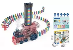 Потяг 2018 A (24) 2 кольори, світло, звук, автоматичне викладання цеглинок, аксесуари, 80 цеглинок, на батарейках, в коробці
