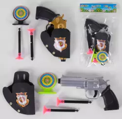 Пістолет з присосками 8301-61 (1200/2) 2 кольори, мішень, кобура, в пакеті Пістолет з присосками 8301-61 (1200/2) 2 кольори, мішень, кобура, в пакеті