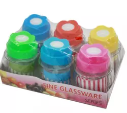 Банка №ZD02 для продуктов стекл. с пл. 6цв формой роза крышка в рис. пач. 6шт (7,8 * 11) см Банка №ZD02 для продуктов стекл. с пл. 6цв формой роза крышка в рис. пач. 6шт (7,8 * 11) см