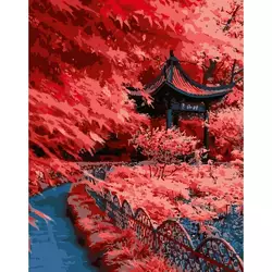 Набір для розпису по номерах Червоне листя Японії Strateg розміром 40х50 см (DY275)