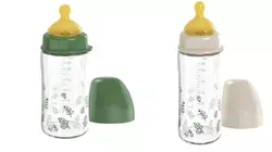 Скляна пляшка 240 мл. з широкою горловиною"Вишенька-Зелена Серія" (латекс) "МІКС" / NIP